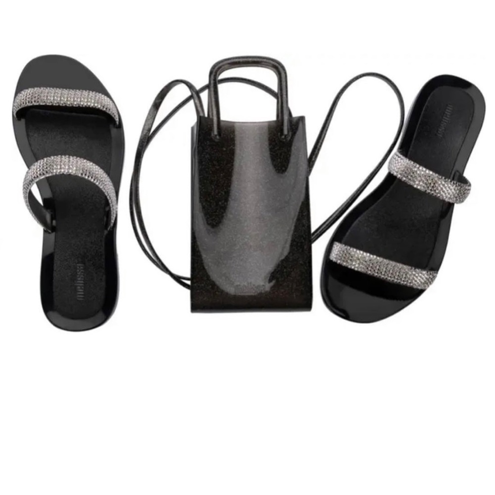 Melissa Black Glitz Sandals size 9
